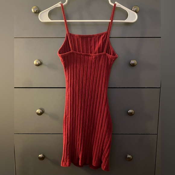 XS Women’s SHEIN Solid Red Ribbed Bodycon Fitted Dress - Picture 2 of 3
